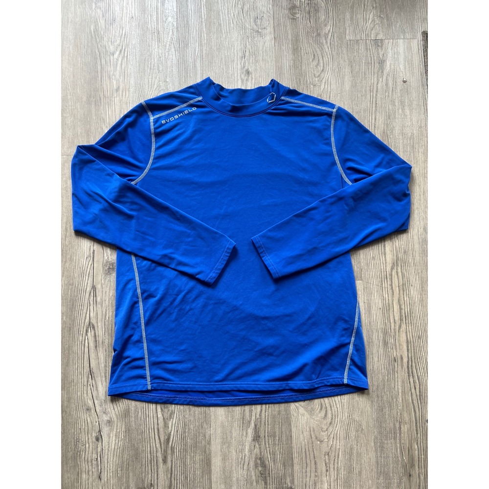 Evoshield Men's Long Sleeve Performance Mock Neck Base Layer Shirt Blue Size XL